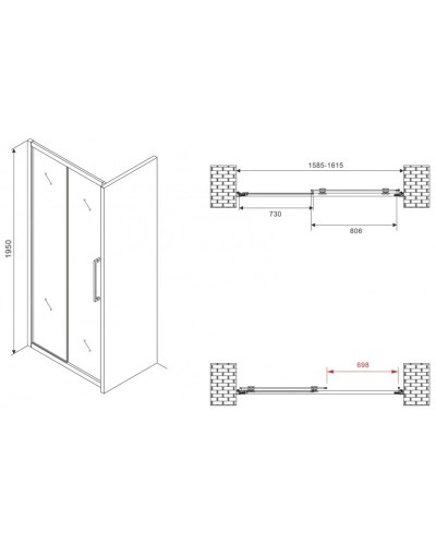 Душевая дверь 160 см Abber Schwarzer Diamant AG30160BMH матовое
