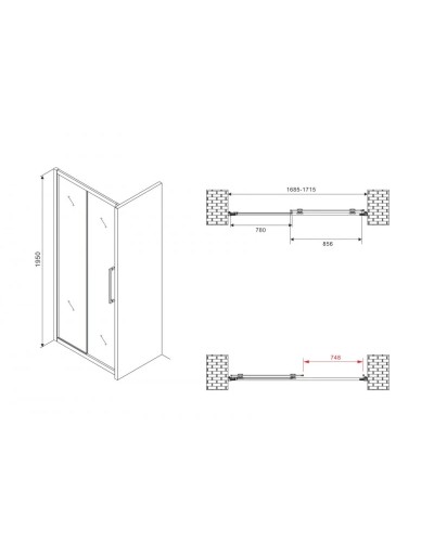 Душевая дверь 170 см Abber Schwarzer Diamant AG30170BMH матовое