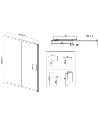 Душевая дверь 100 см Vincea City VDS-5CT100CL прозрачное