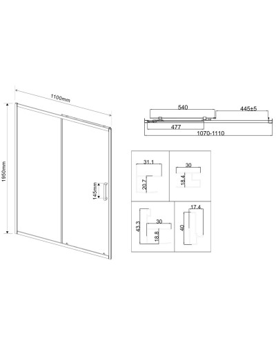 Душевая дверь 110 см Vincea City VDS-5CT110CL прозрачное