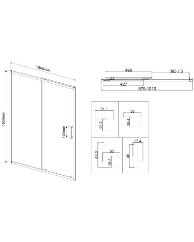 Душевая дверь 100 см Vincea City VDS-5CT100MT текстурное