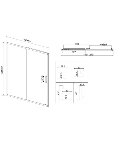 Душевая дверь 120 см Vincea City VDS-5CT120MT текстурное