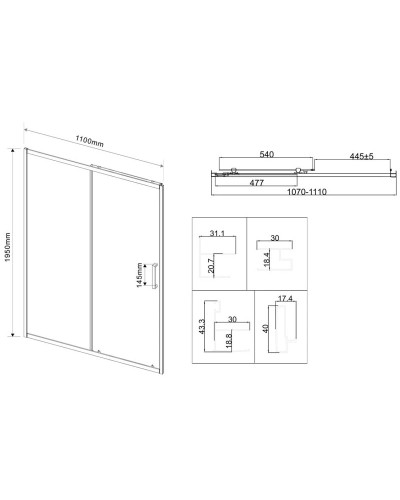 Душевая дверь 110 см Vincea City VDS-5CT110CLB прозрачное