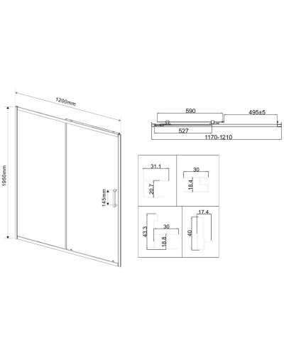 Душевая дверь 120 см Vincea City VDS-5CT120CLB прозрачное