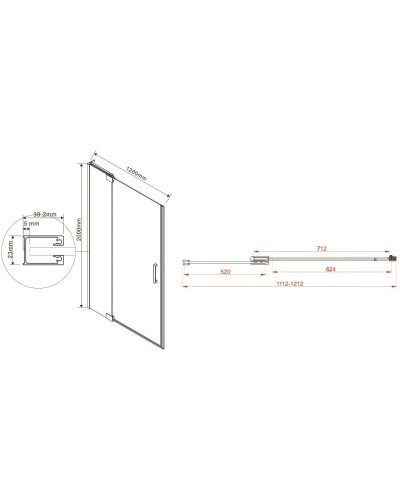 Душевая дверь 111,2-120 см Vincea Extra VDP-1E1112CLGM прозрачное