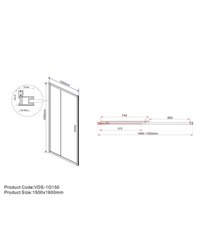 Душевая дверь 150 см Vincea Garda VDS-1G150CLB прозрачное