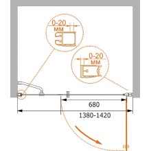 Душевая дверь Cezares Elena 140 ELENA-W-B-11-60+80-C-Cr профиль Хром стекло прозрачное