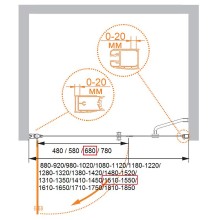 Душевая дверь в нишу Cezares Elena B-11 80+80 профиль Хром стекло прозрачное