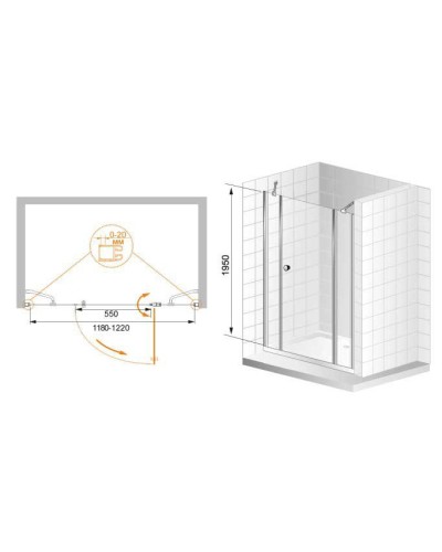 Душевая дверь в нишу Cezares Elena B-13 120 ELENA-W-B-13-30+60/30-P-Cr-R профиль Хром стекло рифленое
