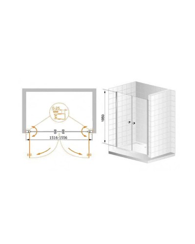 Душевая дверь Cezares Elena 160 ELENA-W-B-2-160-C-Cr профиль Хром стекло прозрачное