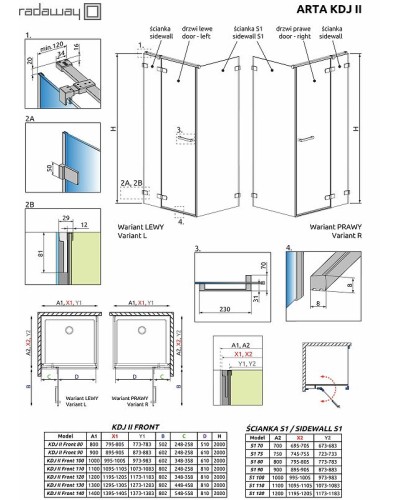 Душевая дверь Radaway Arta KDJ II/KDD II/DWJS 60 386455-03-01L профиль Хром стекло прозрачное