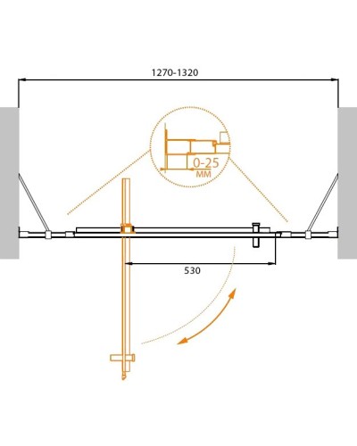 Душевая дверь в нишу CEZARES MOLVENO-BA-12-80+50-P-Cr