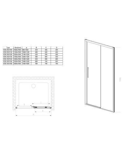 Душевая дверь 110 см Vincea Soft VDS-3SO110CLB прозрачное
