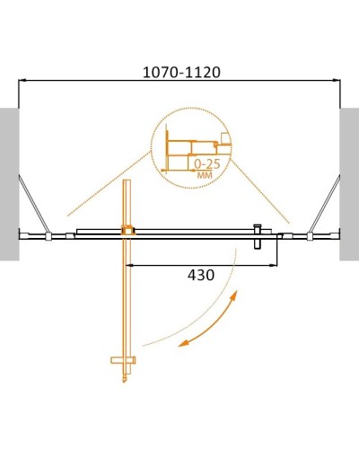 Душевая дверь в нишу CEZARES MOLVENO-BA-12-70+40-C-Cr-IV