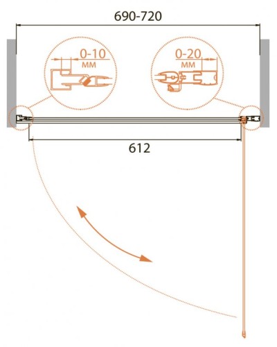 Душевая дверь в проем CEZARES RELAX-B-1-70-C-Bi