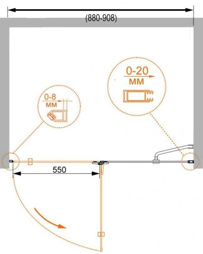 Душевая дверь в нишу CEZARES BERGAMO-B-12-90-C-Cr-R