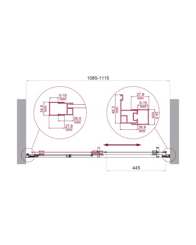 Душевая дверь в нишу BelBagno LUCE-BF-1-110-C-Cr