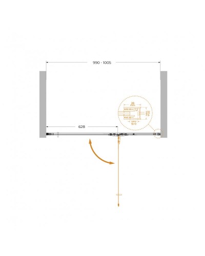 Душевая дверь в нишу CEZARES LINER-B-12-100-C-Cr-R правая