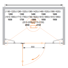 Душевая дверь в нишу CEZARES BERGAMO-W-B-13-80+60/40-C-Cr-L