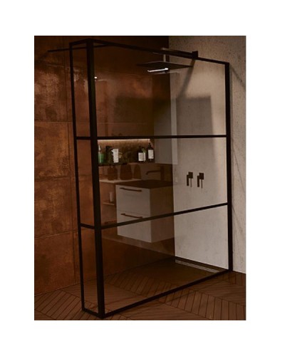 Душевая стенка Riho Grid 90 G004037121 (GB4090030) профиль Черный стекло прозрачное