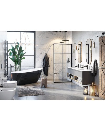 Душевая перегородка Excellent Fabrika 100x200 KAEX.4006.1000.LP профиль Черный стекло прозрачное