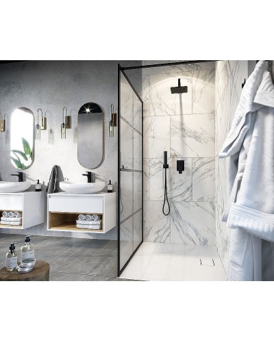 Душевая перегородка Excellent Fabrika 100x200 KAEX.4006.1000.LP профиль Черный стекло прозрачное