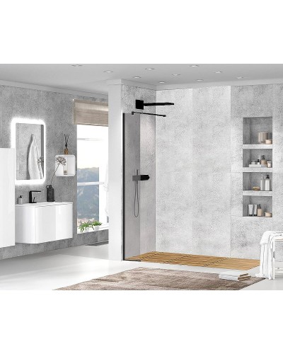 Душевая перегородка Cezares Liberta 25 LIBERTA-L-1-25-GR-NERO профиль Черный матовый стекло серое