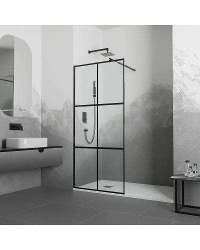 Душевая перегородка RGW Walk In WA-011B 90 35101190-84 профиль Черный стекло прозрачное
