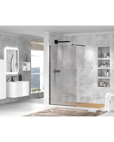 Душевая перегородка Cezares Liberta 120 LIBERTA-L-1-120-120-GR-NERO профиль Черный матовый стекло серое