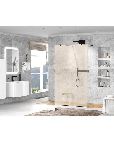 Душевая перегородка Cezares Liberta 90 LIBERTA-L-2-90-120-BR-NERO профиль Черный матовый стекло бронзовое