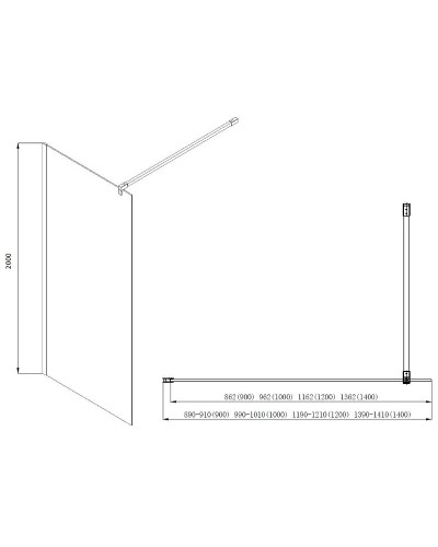 Душевая перегородка Aquatek 140 AQ WIW 14020CH профиль Хром стекло прозрачное