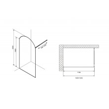 Душевая перегородка Abber Immer Offen 120 AG64120BN профиль Черный стекло прозрачное