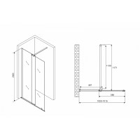 Душевая перегородка Abber Komfort 100 AG09100B профиль Черный стекло прозрачное