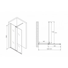 Душевая перегородка Abber Komfort 120 AG09120B профиль Черный стекло прозрачное