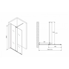 Душевая перегородка Abber Komfort 120 AG09120B профиль Черный стекло прозрачное