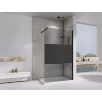 Душевая перегородка Abber Immer Offen 100 AG69100BT профиль Черный стекло прозрачное с тонированной полосой