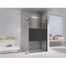 Душевая перегородка Abber Immer Offen 100 AG69100BT профиль Черный стекло прозрачное с тонированной полосой