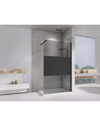 Душевая перегородка Abber Immer Offen 100 AG69100BT профиль Черный стекло прозрачное с тонированной полосой