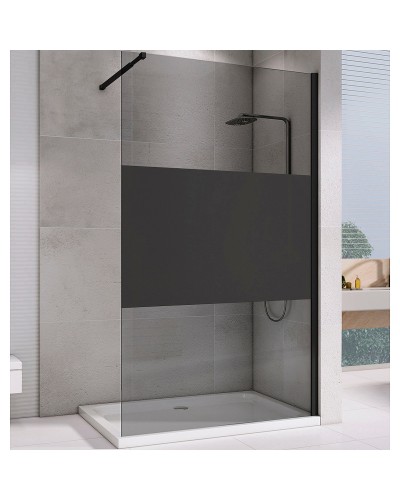 Душевая перегородка Abber Immer Offen 120 AG69120BT профиль Черный стекло прозрачное с тонированной полосой