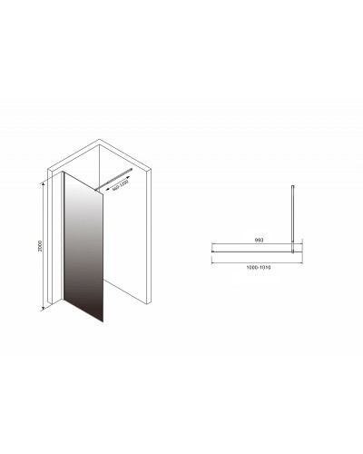 Душевая перегородка Abber Immer Offen 100 AG69101BD профиль Черный стекло прозрачное тонированное