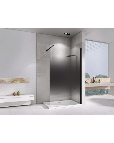 Душевая перегородка Abber Immer Offen 100 AG69103BS профиль Черный стекло прозрачное тонированное