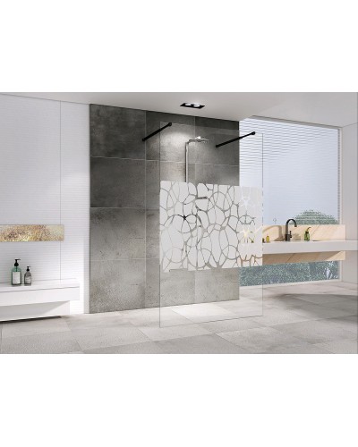 Душевая перегородка Abber Immer Offen 100 AG68100BF8 профиль Черный стекло прозрачное с рисунком