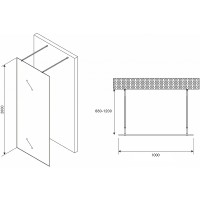 Душевая перегородка Abber Immer Offen 100 AG68100BF8 профиль Черный стекло прозрачное с рисунком