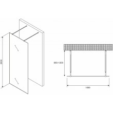 Душевая перегородка Abber Immer Offen 100 AG68100BF8 профиль Черный стекло прозрачное с рисунком