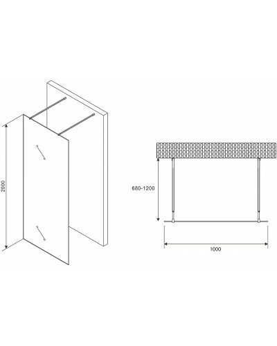 Душевая перегородка Abber Immer Offen 100 AG68100BF8 профиль Черный стекло прозрачное с рисунком