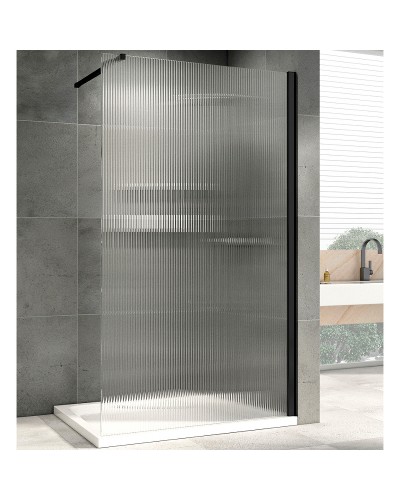 Душевая перегородка Abber Immer Offen 90 AG61091R8 профиль Черный стекло рифленое