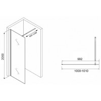 Душевая перегородка Abber Immer Offen 100 AG61101R8 профиль Черный стекло рифленое