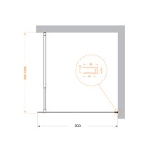 Душевая перегородка BelBagno KRAFT-L-1-90-C-Cr