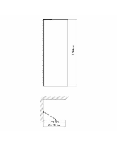 Душевая перегородка WasserKRAFT Aller 80 10H06-RP80 профиль Хром стекло прозрачное