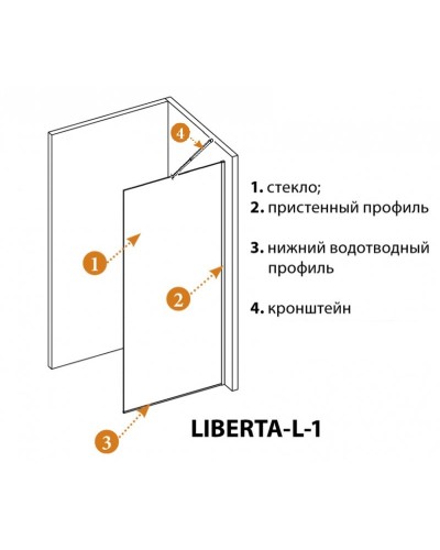 Душевая перегородка универсальная с односторонним входом CEZARES LIBERTA-L-1-TB-90-GR-Cr